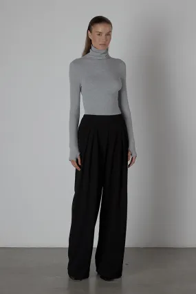 Enza Costa - Ribbed Long Sleeve Turtleneck - Heather Grey *FINAL SALE