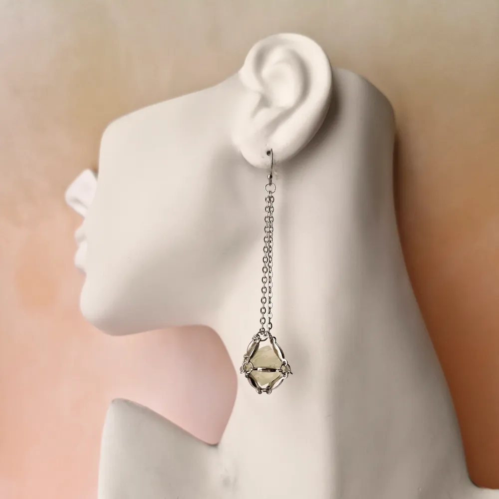 Gem Web Single Drop Earrings