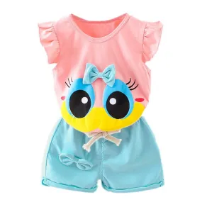 Girls Big Eyes Top   Shorts 2 Pcs Set