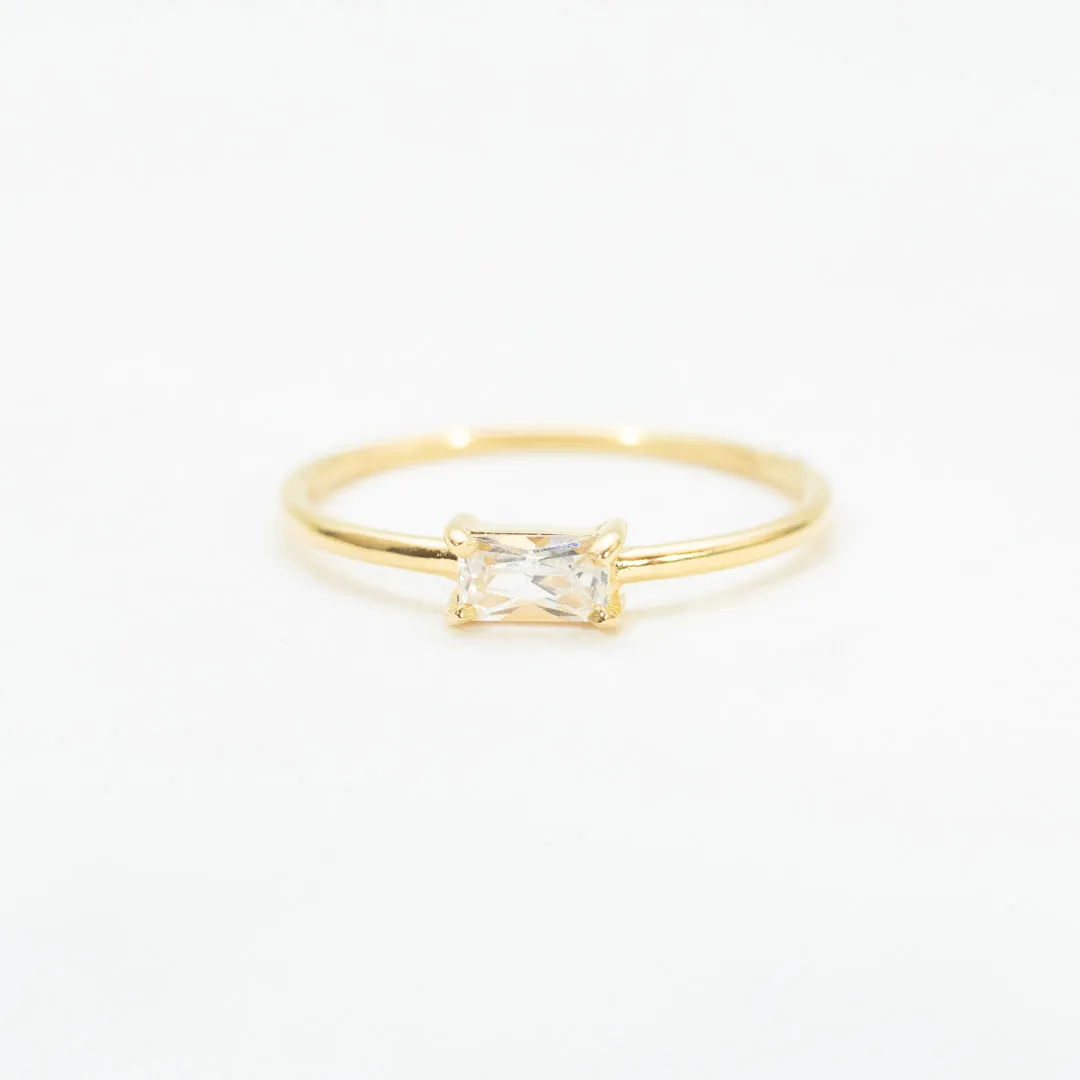 Gold Vermeil Rectangle Cubic Zirconia Ring