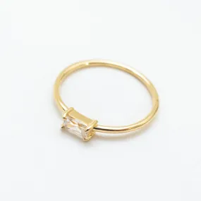 Gold Vermeil Rectangle Cubic Zirconia Ring