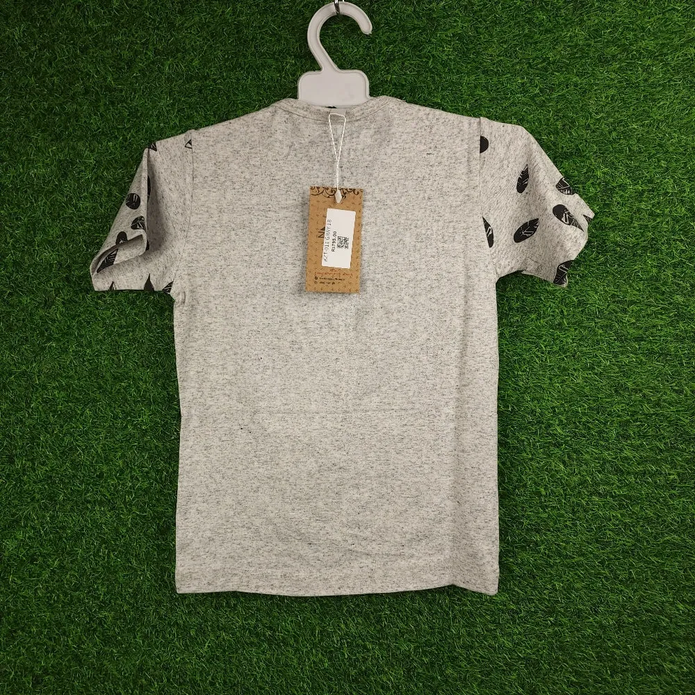 Grey leaf Pattern kids T Shirt