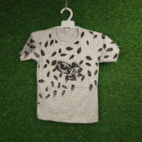 Grey leaf Pattern kids T Shirt