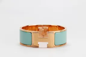 Hermes Clic Clac 2cm MM Size, Blue Atoll Color, Rose Gold Hardware, with Dust Cover & Box