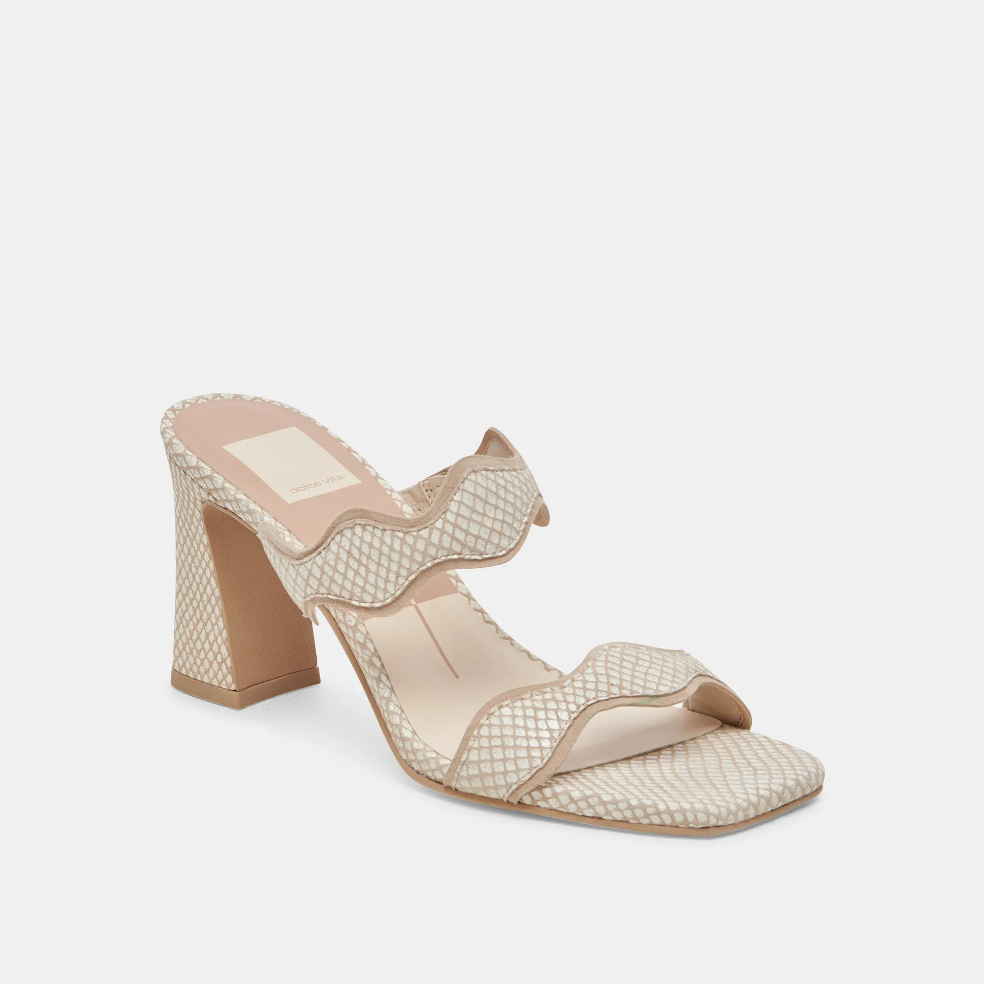 ILVA HEELS WHITE NATURAL EMBOSSED LEATHER