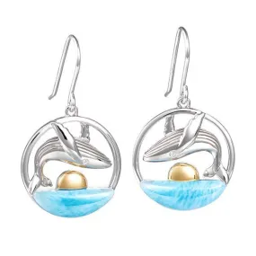 Larimar Two-Tone Humpback Whale Earrings