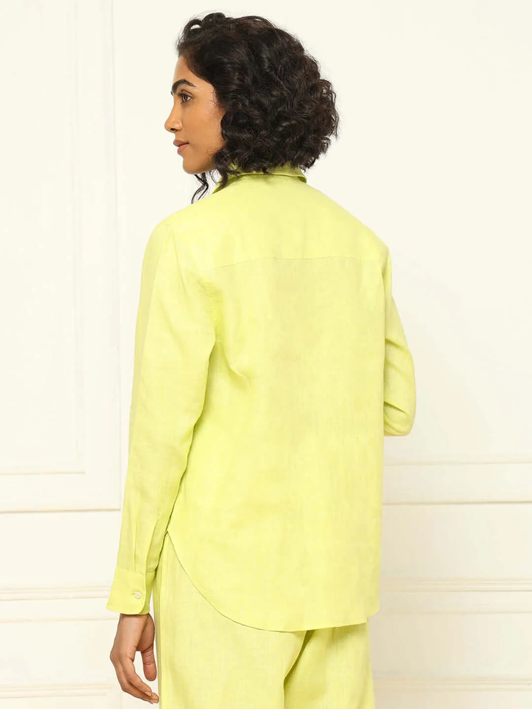 Lime Linen Shirt & Tapered Pants