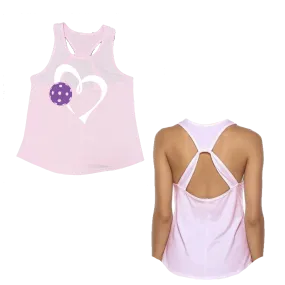 Love Pickleball Heart (Purple) | Women's Open X-Back Pickleball Tank | Quick Dry Athletic Shirt