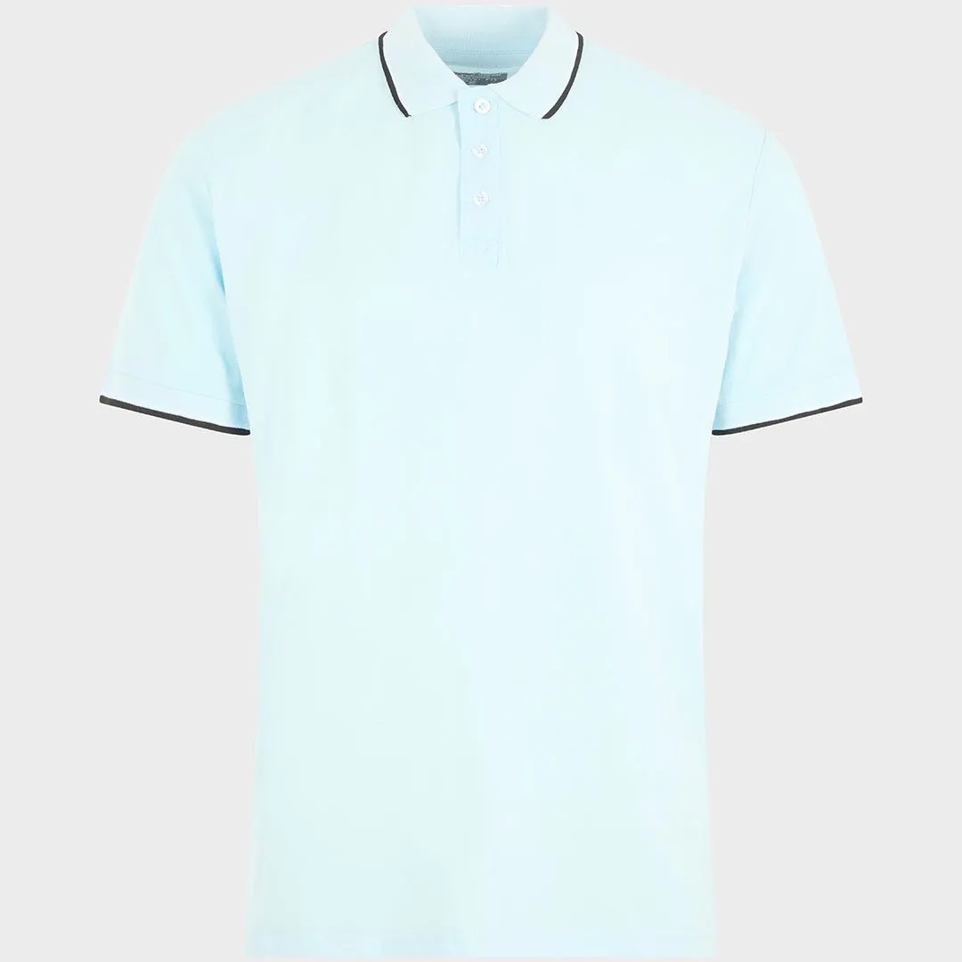 Men`s Tipped Collar Polo Sky