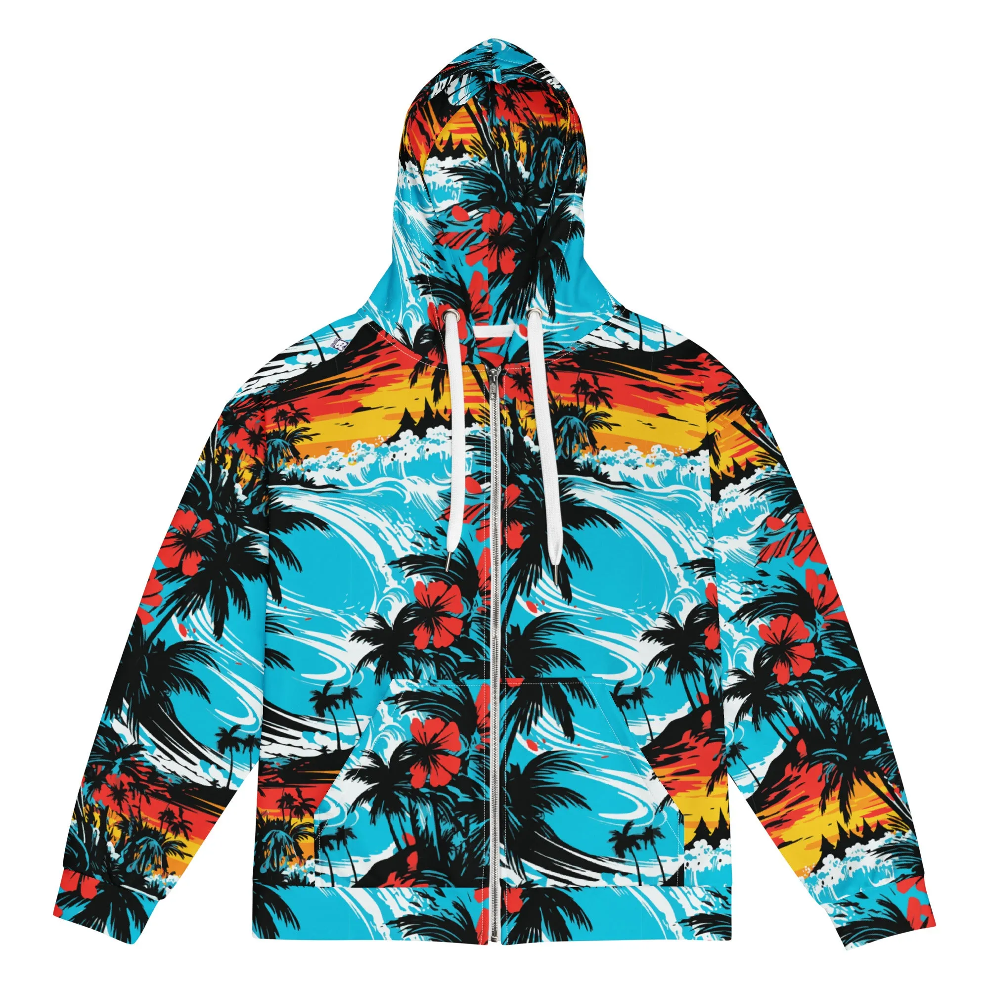 Mens Zip Hoodie - Sunset Waves 001