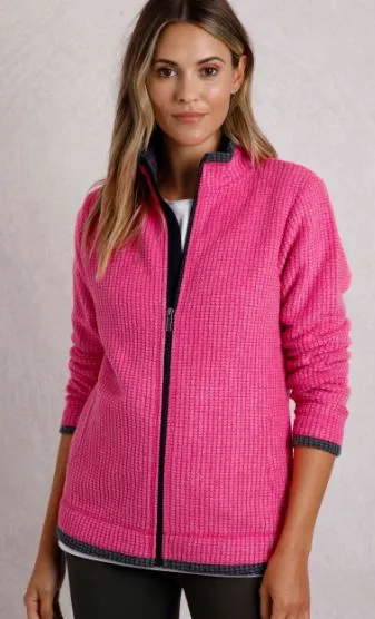 NEW Weird Fish Ariana Eco Full Zip Grid Fleece Begonia Pink