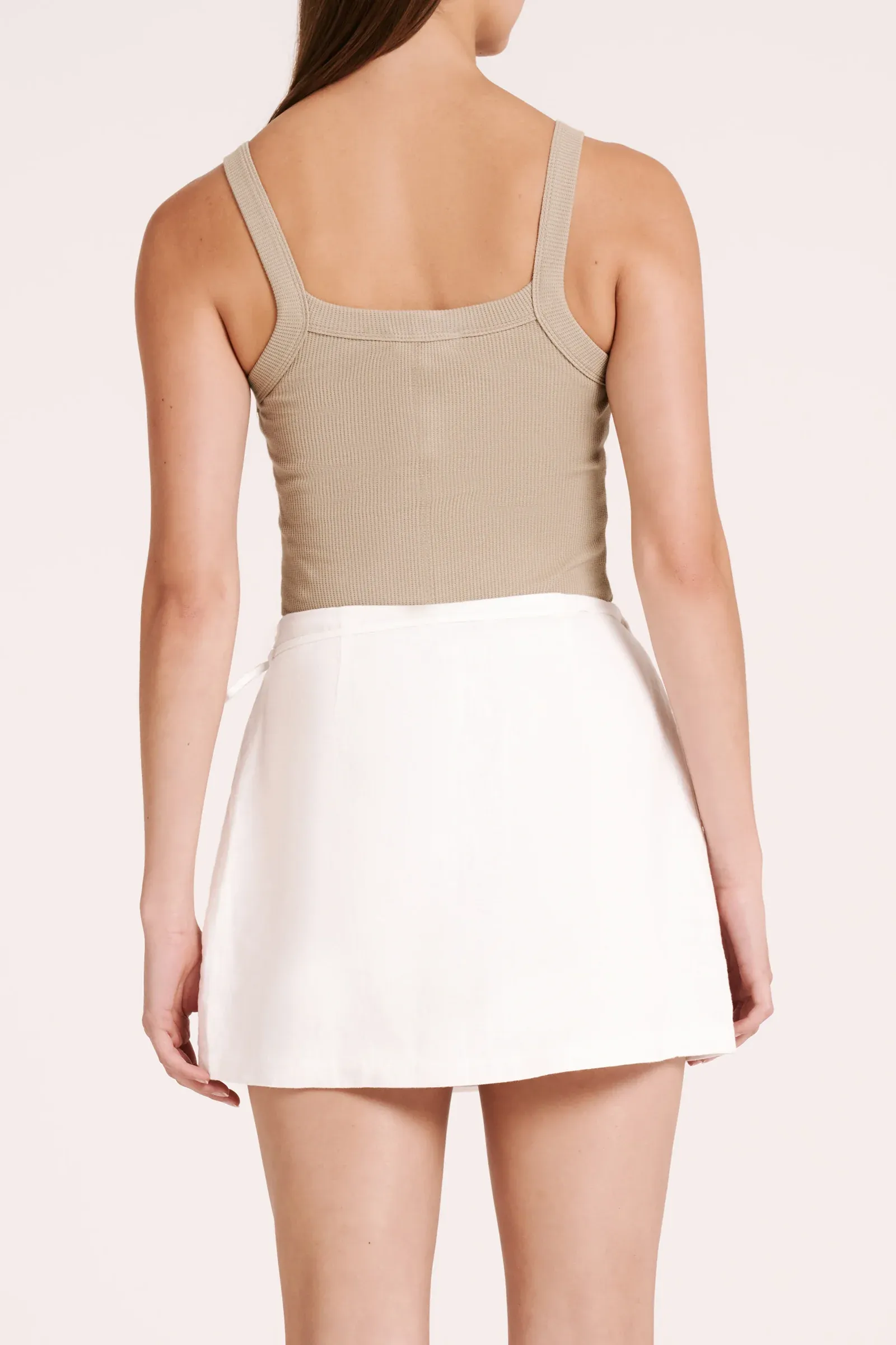 NUDE LUCY Classic Waffle Tank OLIVE