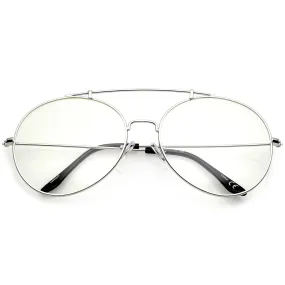 Oversize Euro Dapper Round Clear Lens Glasses