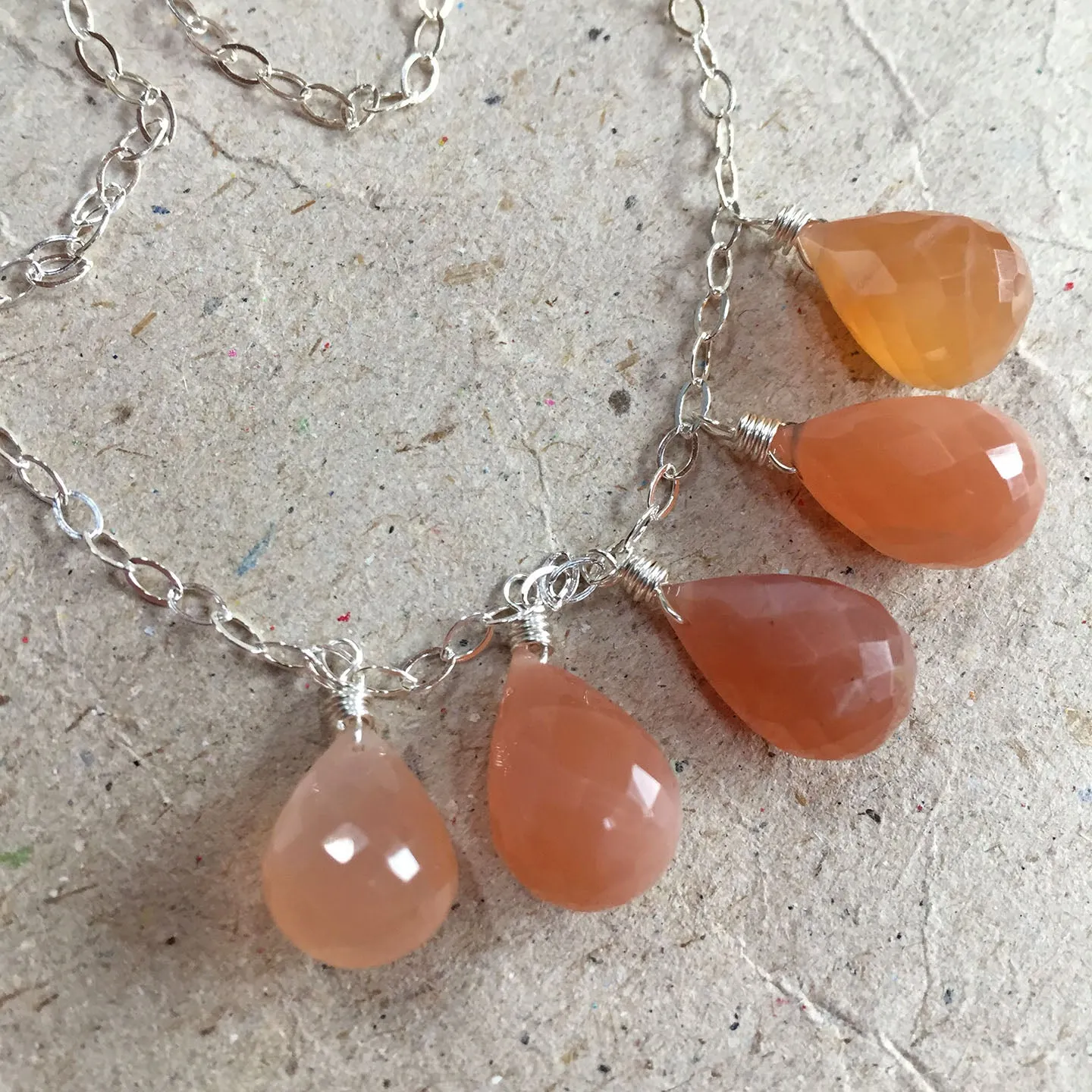 Peach Range Moonstone Necklace 2, OOAK