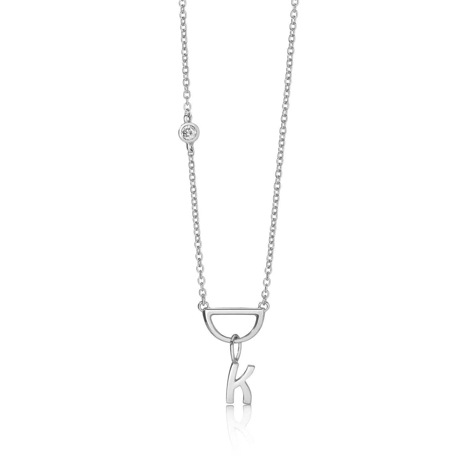 Personalization Silver Necklace with Bezel set Diamond