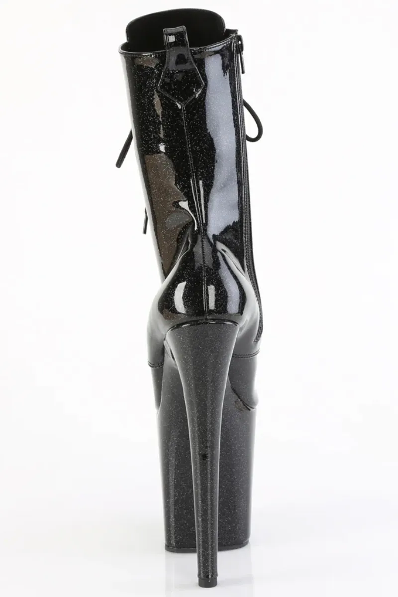 Pleaser USA Flamingo-1040GP 8inch Pleaser Boots - Black Glitter