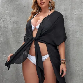 plus Size Vacation Beach See through Shawl Sun Proof All Matching Bikini Dress