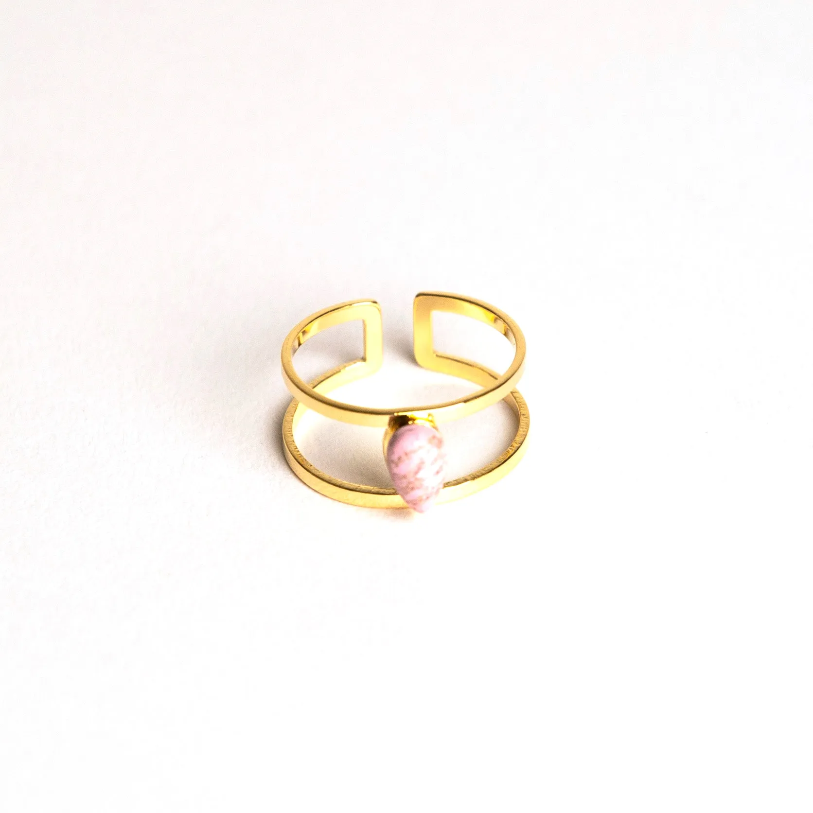 Rhodochrosite Droplet Ring