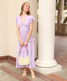 Ruffled Midi Dress - Lavender