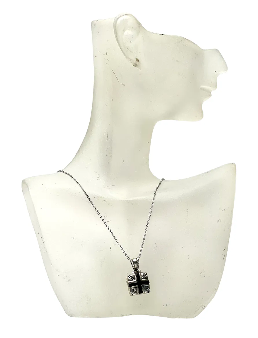 Silver Black Cross Necklace