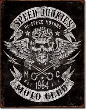 Speed Junkies Skull Tin Sign