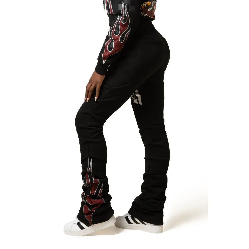 Stacked Racing High Rise Pants - Black