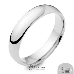 Stainless Steel 5mm Wide Glossy Mirror Polished Plain Band Ring