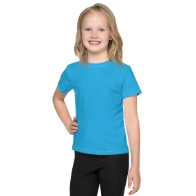 Sun-Smart Choice: Girls Short Sleeve Solid Color Rash Guard - Cyan