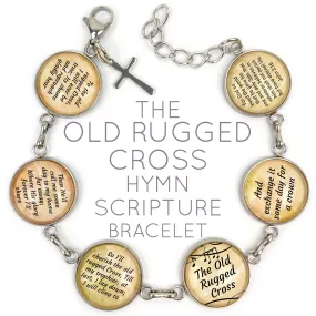 The Old Rugged Cross Hymn & Scripture Glass Charm Bracelet – Stainless Steel Bible Verse Bracelet