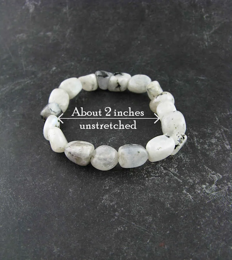 Tumbled Natural Rainbow Moonstone Stretch Bracelet