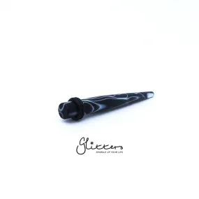 UV Acrylic Straight Marble Ear Stretchers-Black