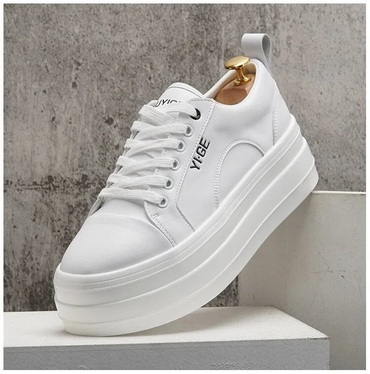 Xituodai  New White Leather Men Casual Shoes fashion Platform Sneakers Trainers Height Increasing Shoes Chaussure Homme