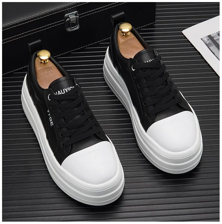 Xituodai  New White Leather Men Casual Shoes fashion Platform Sneakers Trainers Height Increasing Shoes Chaussure Homme